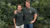 The founders of the drink Mojo Maté pose together wearing t-shirts with the brand's logo