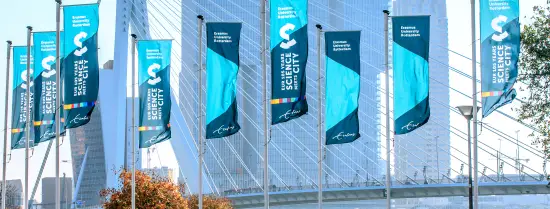 Science Meets City Vlaggen bij Erasmusbrug